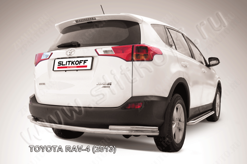 Защита заднего бампера d57+d42 двойная Toyota Rav-4 (2012-2015) , Slitkoff, арт. TR413-009