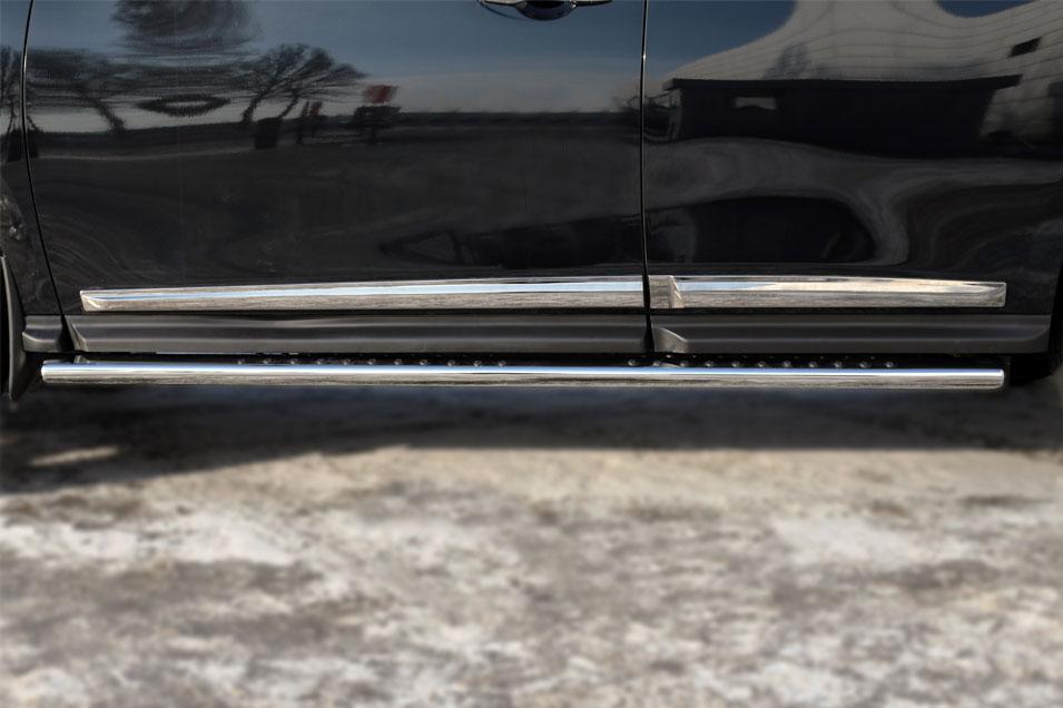 Пороги труба 120х60 овал с проступью для Nissan Pathfinder 2014, Руссталь NPO-002024
