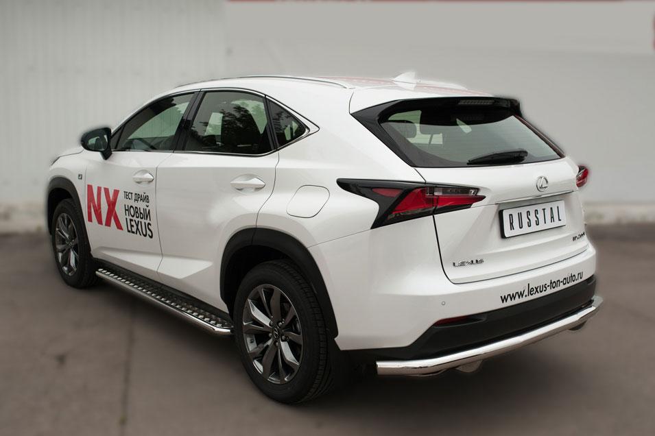 Защита заднего бампера d63 для Lexus NX 200t 2014 F Sport, Руссталь LNXZ-002144