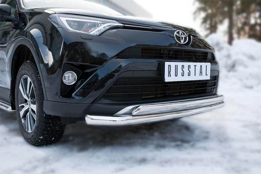 Защита переднего бампера d63/75х42 на Toyota RAV4 2015, Руссталь TR4Z-002194