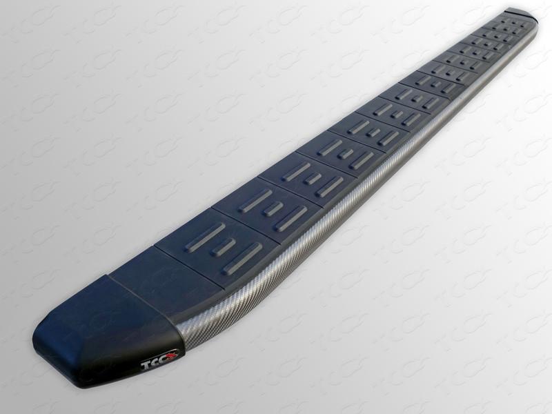 Пороги алюминиевые с пластиковой накладкой (карбон серые) 1720 мм для автомобиля Nissan X-Trail (T32) 2015-2018 TCC Тюнинг арт. NISXTR15-17GR
