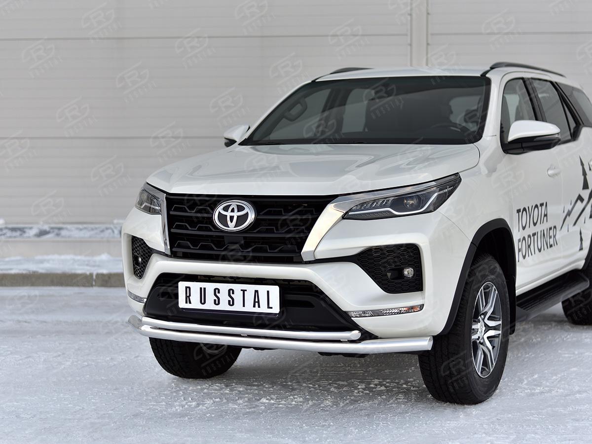 TOYOTA FORTUNER 2020- Защита переднего бампера d63 секции-d42 секции TFRZ-003526