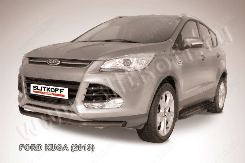 Защита переднего бампера d57 черная Ford Kuga (2012-2016) , Slitkoff, арт. FKG13-004B