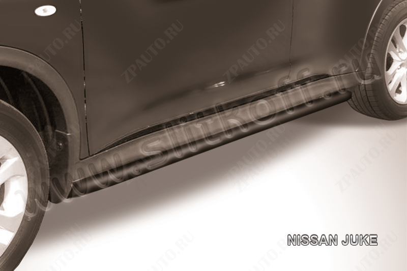 Защита порогов d42 с гибами черная Nissan Juke (2010-2014) , Slitkoff, арт. NJ2WD-008B