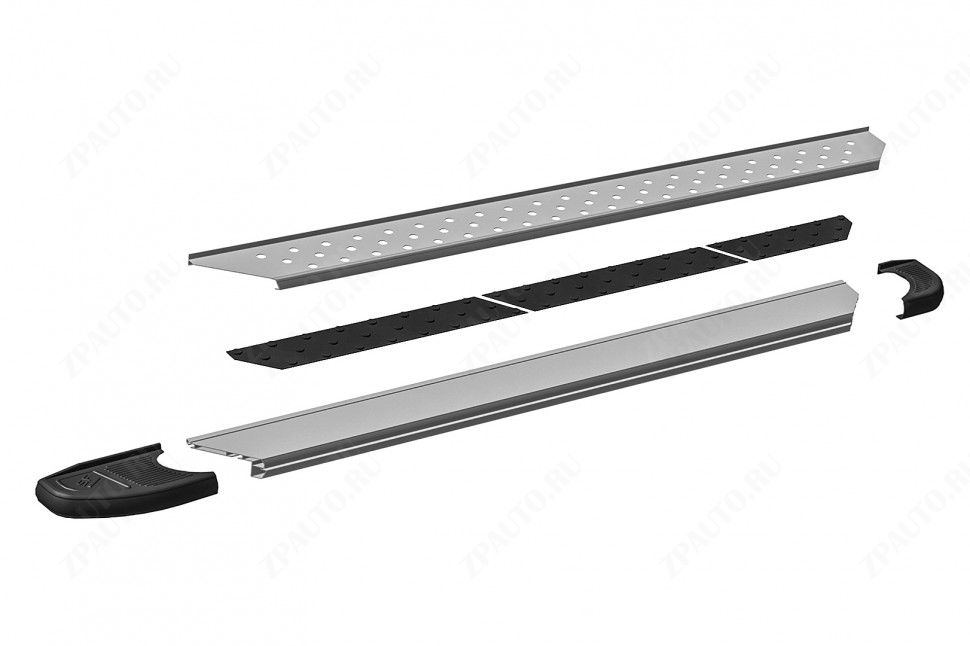 Пороги алюминиевые "Standart Silver" 1800 серебристые Nissan Terrano (2014-2022) , Slitkoff, арт. AL-NTER14-05