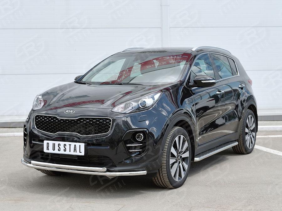 Защита переднего бампера d42/42 Kia Sportage 2016, Руссталь KSZ-002279