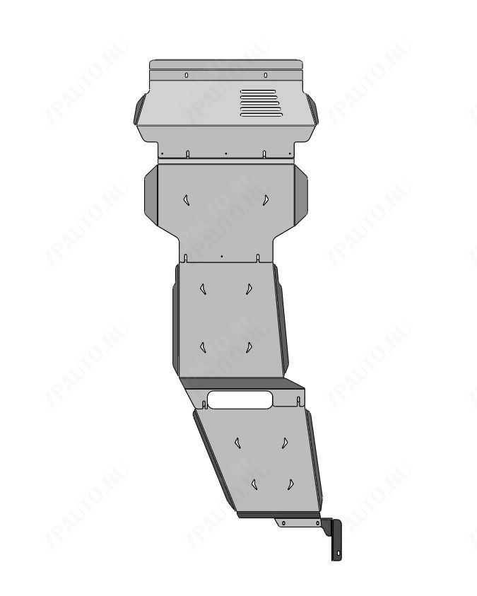 24.42ABC Защита ДВС, КПП и РК Toyota Land Cruiser PRADO J250 2024-, (V-2,7 бензин, V-2,4 бензин турбо) из 4-х частей (Алюминий 4 мм)
