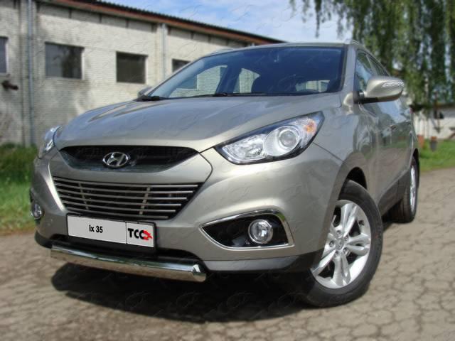 Защита передняя нижняя (овальная) 75х42 мм для автомобиля Hyundai ix35 2010-2015, TCC Тюнинг HYUNIX35-07