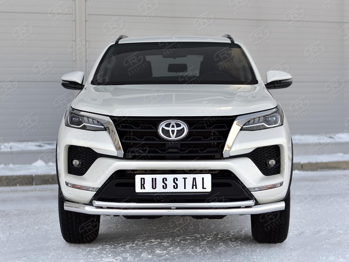 TOYOTA FORTUNER 2020- Защита переднего бампера d63 секции-d42 секции TFRZ-003526