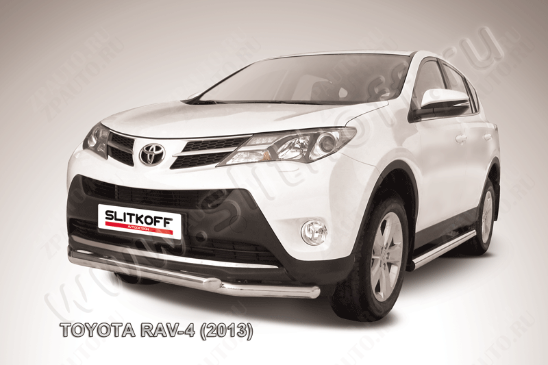 Защита переднего бампера d57+d57 двойная Toyota Rav-4 (2012-2015) , Slitkoff, арт. TR413-003