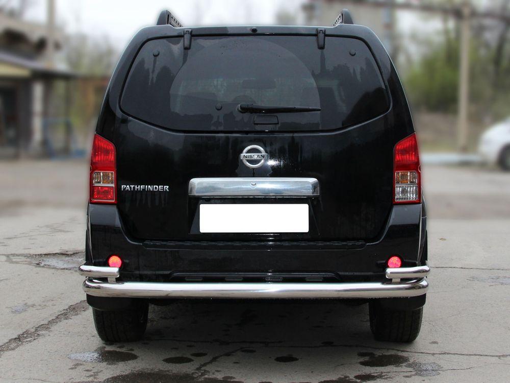 Защита заднего бампера "волна" d-76+53 для Nissan Pathfinder 2005-2009, Технотек NP_3.2