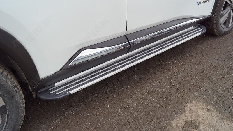 Пороги алюминиевые "Slim Line Silver" 1720 мм Nissan X-Trail (T33) 4WD HYBRID 2024- арт. NISXTR24-05S