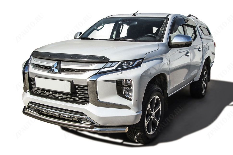 Защита переднего бампера d57+d42 двойная Mitsubishi L-200 (2018-2023) , Slitkoff, арт. ML18-003