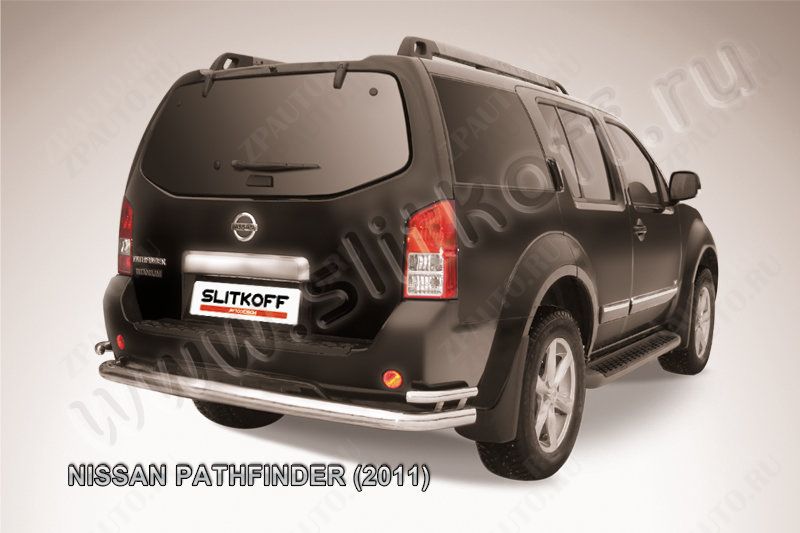 Защита заднего бампера d76+d42 двойная Nissan Pathfinder (2010-2014) , Slitkoff, арт. NIP11-008