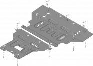 Защита стальная Мотодор (Двигатель, Коробка переключения передач, Гидроусилитель руля), 2 мм,  для Audi A6 Allroad   2012-2018 арт. 70105
