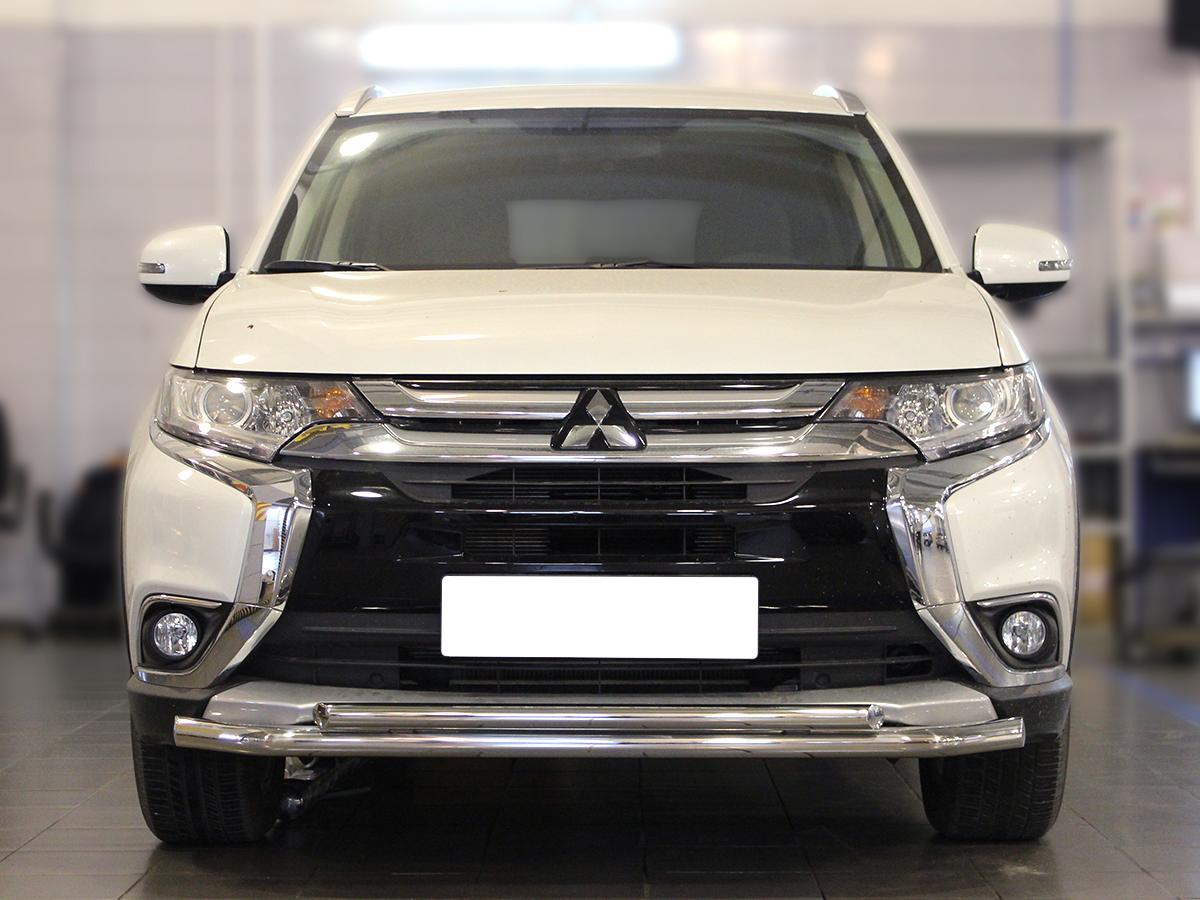 Защита переднего бампера двойная d-53+43 для автомобиля Mitsubishi  Outlender 2015-2018г.в., Технотек, арт. MOU15_1.1 .Купить по низкой цене в  Санкт-Петербурге.