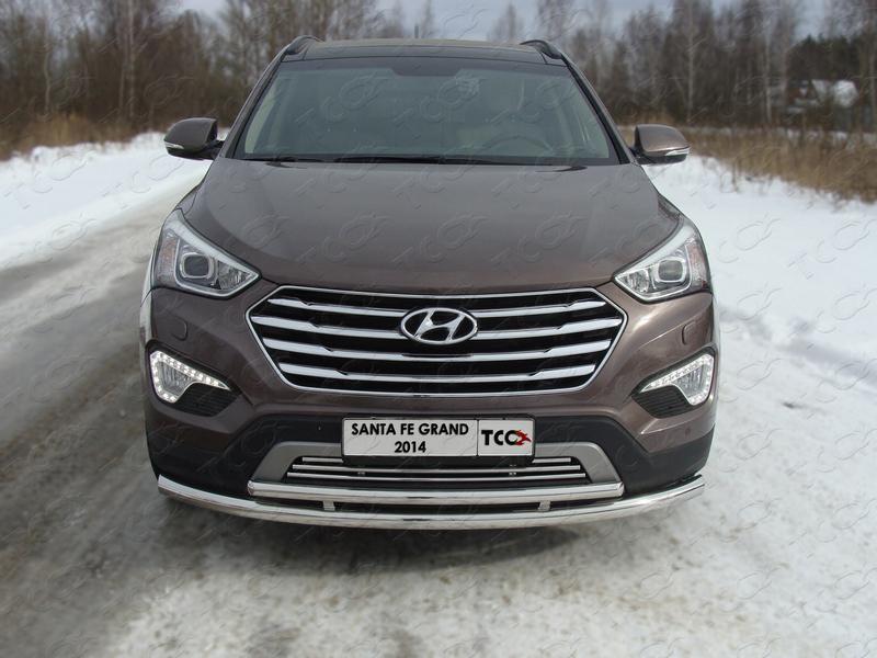 Решетка радиатора 16 мм для автомобиля Hyundai Santa Fe Grand 2014-2016, TCC Тюнинг HYUNSFGR14-04