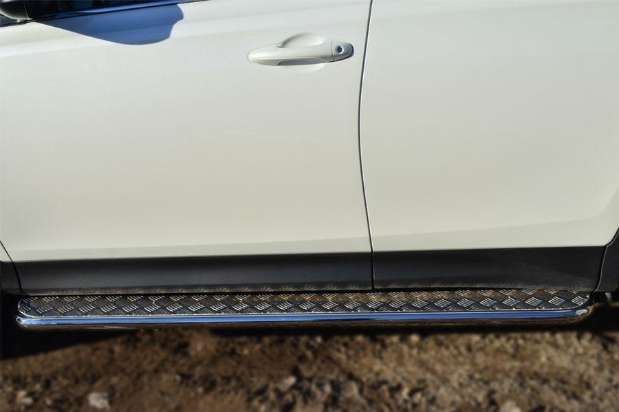 Пороги труба d42 с листом для Toyota RAV4 2012, Руссталь TR4L-001285