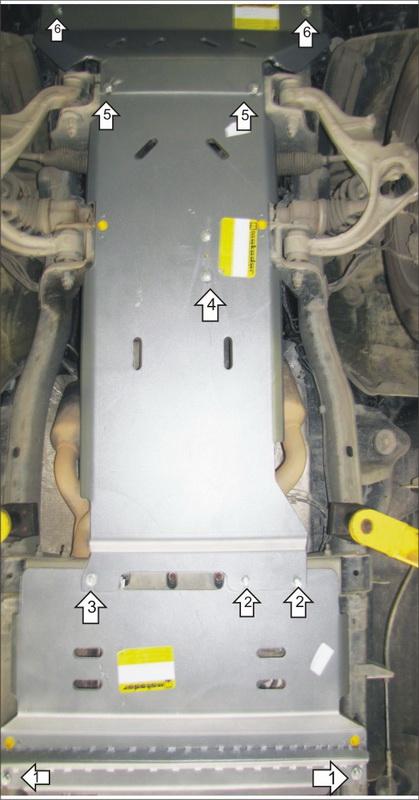 Защита стальная Мотодор (Двигатель, Передний дифференциал, Коробка переключения передач, Раздаточная коробка), 3 мм, Сталь для Dodge Ram 1500 2015-2018 арт. 12902