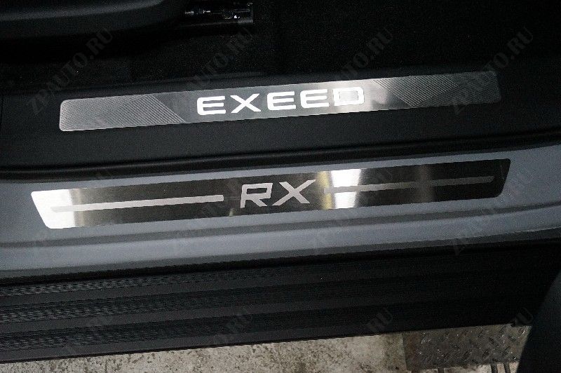 Накладки на пороги (лист шлифованный надпись RX) 2шт Exeed RX 2.0L 4WD 2023 арт. EXEEDRX23-01
