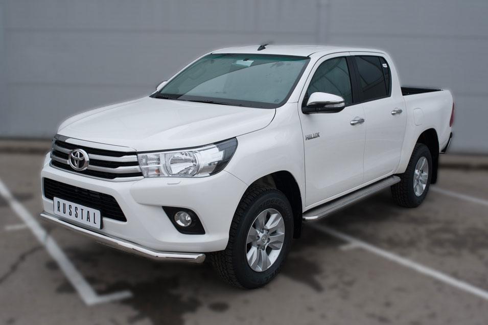 Пороги труба d42 с листом вариант 1 для Toyota Hilux 2015, Руссталь THL-0021491