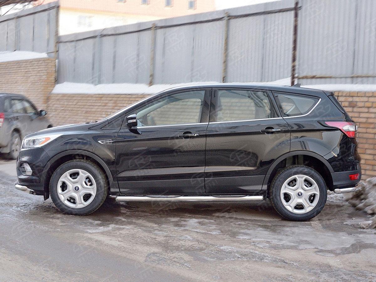 Пороги труба d76 с накладкой вариант 3 Ford Kuga 2016, Руссталь FGT-0026023