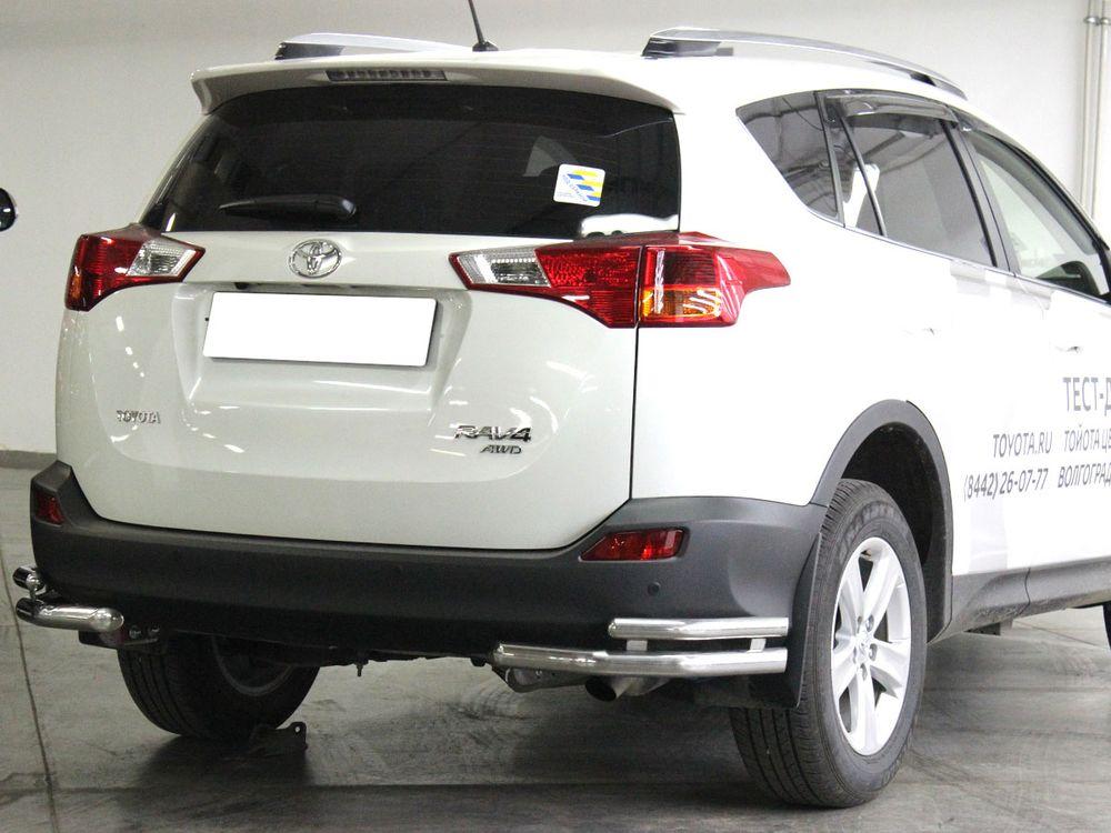 Защита заднего бампера "уголки" d-53+43 для Toyota RAV4 2012, Технотек TRN13_3.5